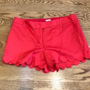 J.Crew linen-cotton scalloped hem shorts